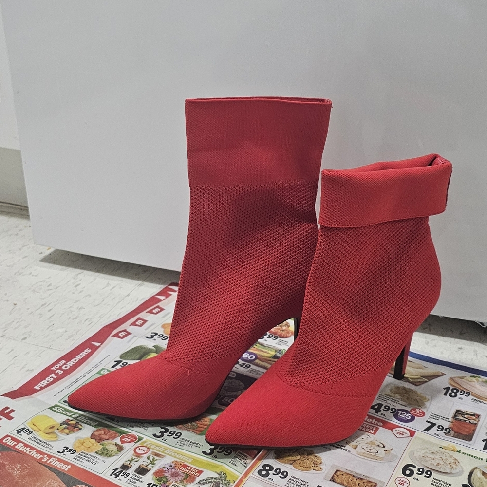 New Brabd Red Sock Booties Heels